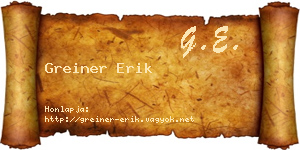 Greiner Erik névjegykártya